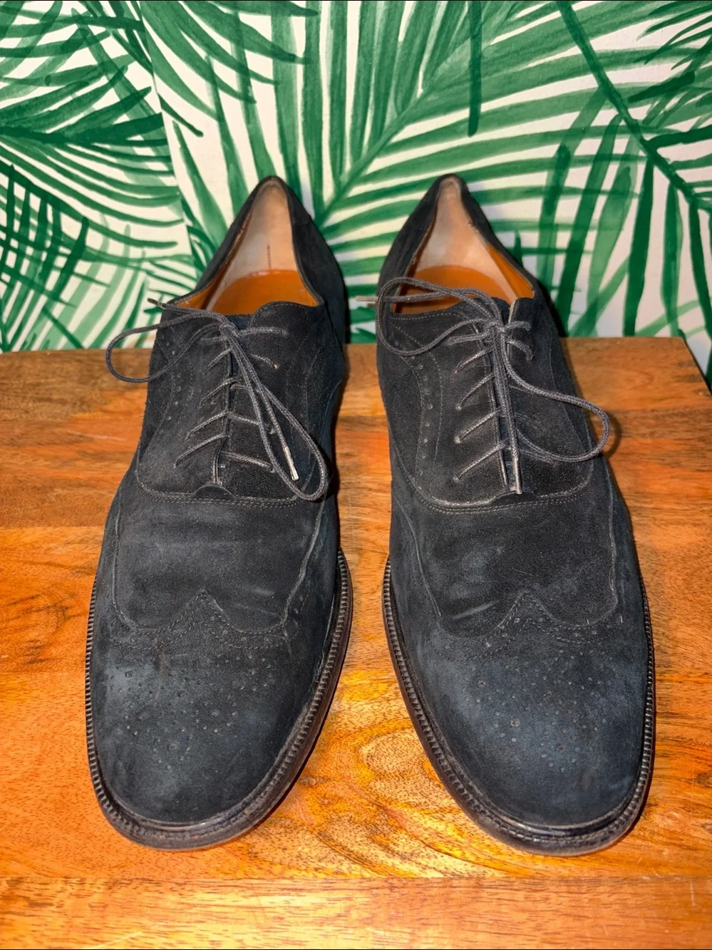 Salvatore Ferragamo Blue Suede Wingtip Shoes Men’s 12 D